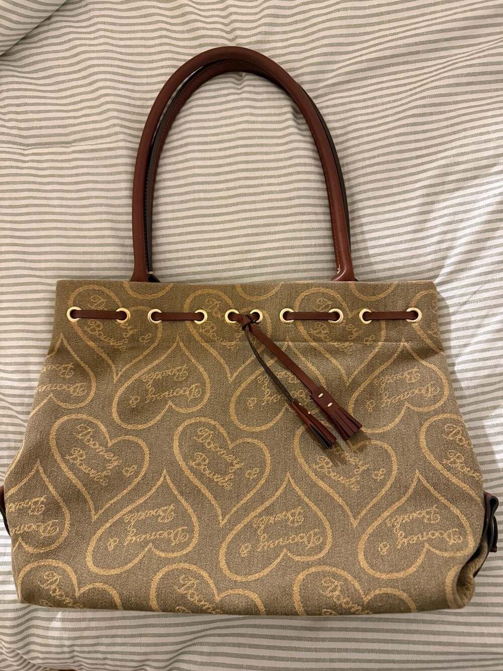 Dooney & Bourke Heart Tote Bag Beige Shoulder Purse